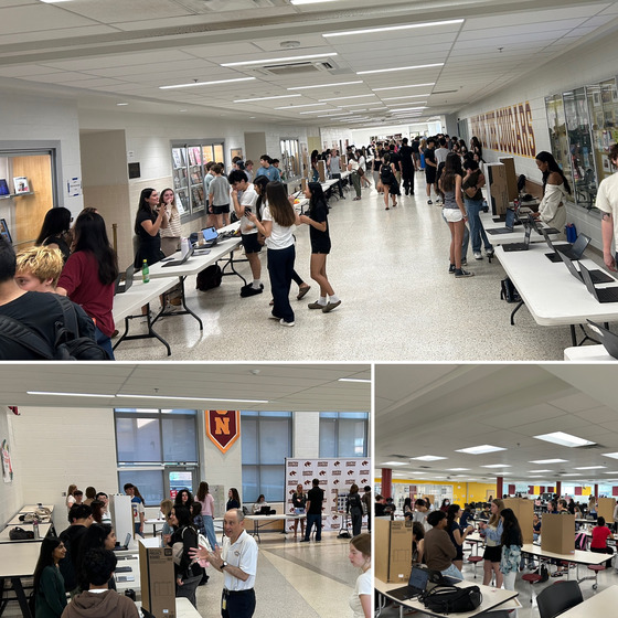 image of seniors at last Thursday's exhibition of learning for their senior internships
