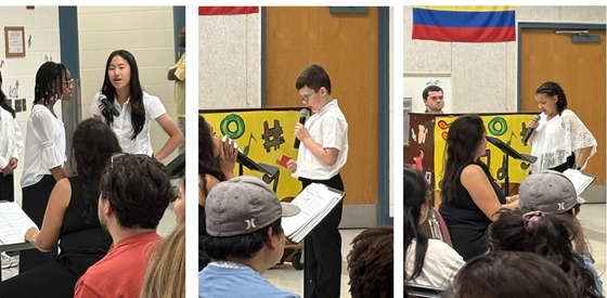 Groups of soloists and student speakers at the Chorus concert
