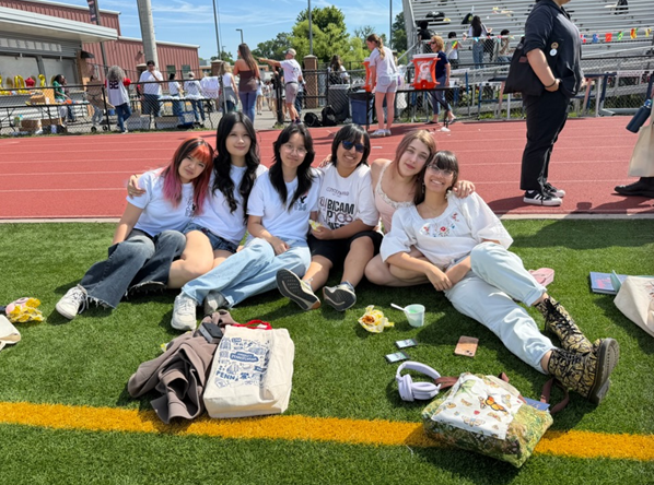 Students on the football field
