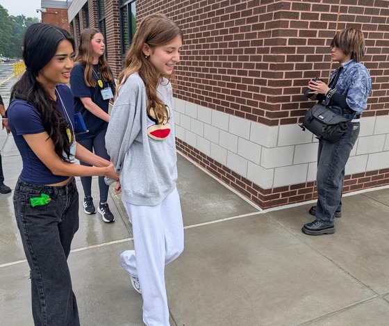 Criminal Justice students making mock arrests