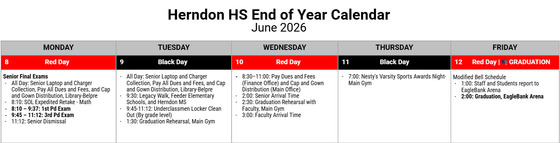 senior end of year calendar