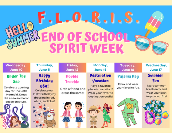 End of Year Spirit Week Flyer
