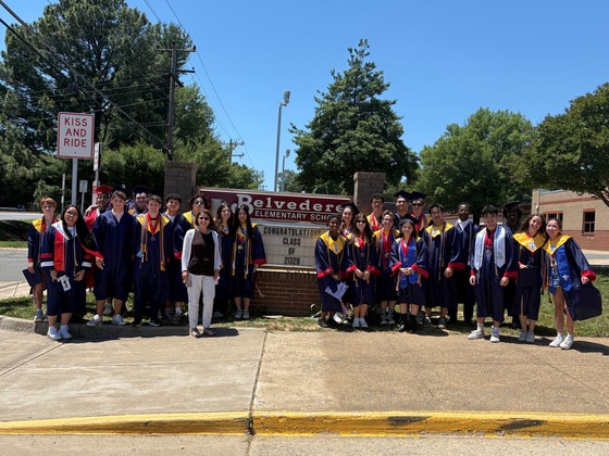 Justice High School Graduates returning to visit their former Elementary School