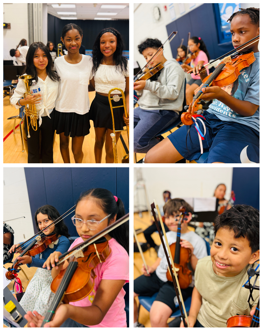 Band, strings, and choir students at concert