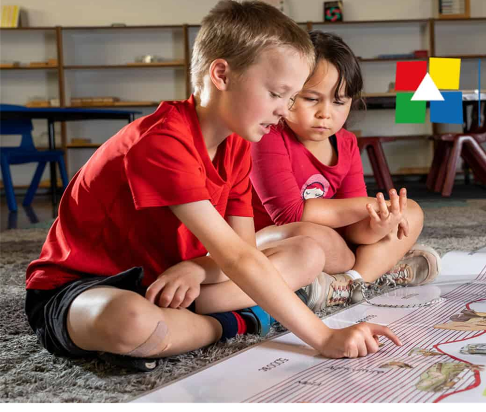 Montessori students learning