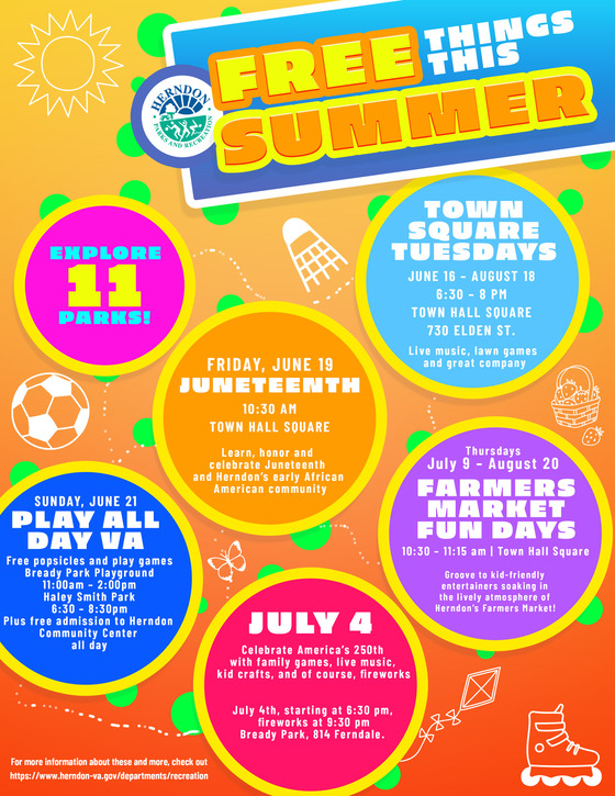 Town of Herndon Free Things This Summer Flyer