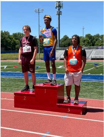 students on podium