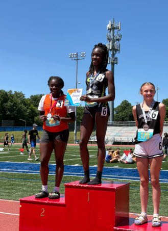 students on podium