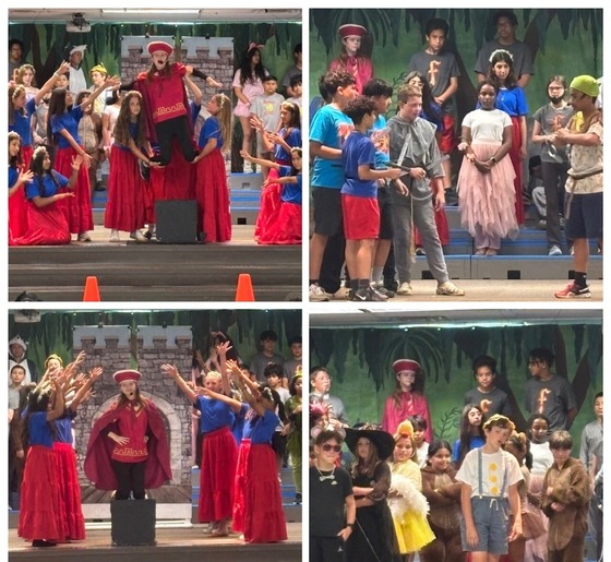 collage of students performing in a musical