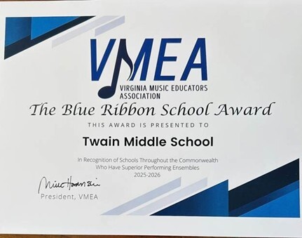 a photo of the VMEA Blue Ribbon Award