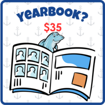 Yearbook Sale 35 with image of yearbook and mascot 