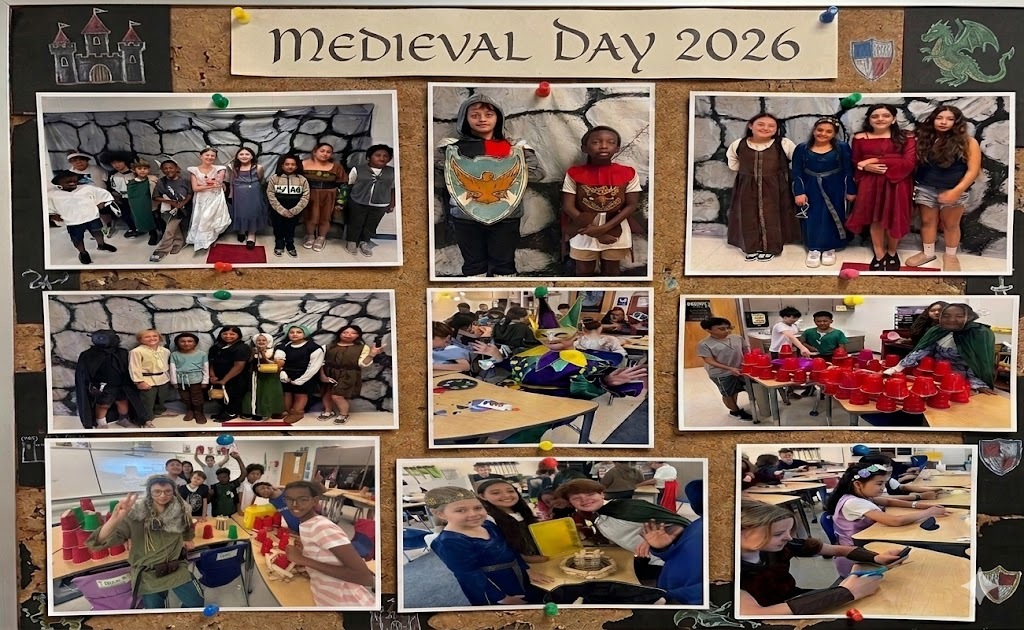 collage of students participating in Medieval Day