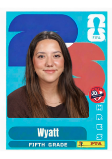Natalia Wyatt 5th Grade World Cup Trading Card