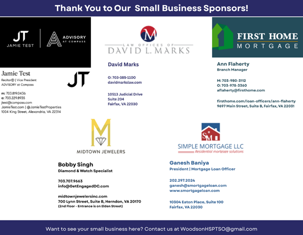 Thank You to our Small Business Sponsors