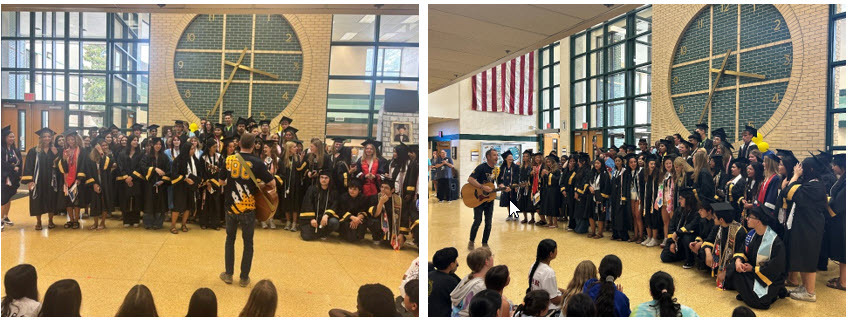 High School graduates singing the Virginia Run Friday song.