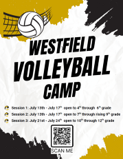 volleyball image hitting a net and camp information