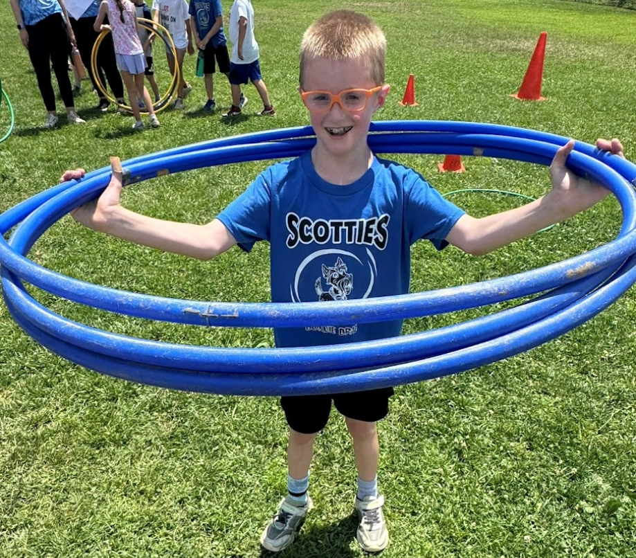 Student with hula hoops