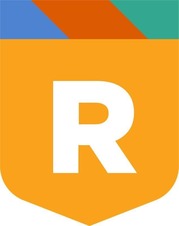 orange shield with white R in the middle
