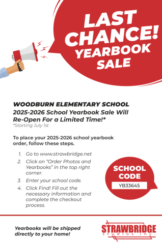 Strawbridge Flyer for Additional Yearbook Sales starting 7-1-26