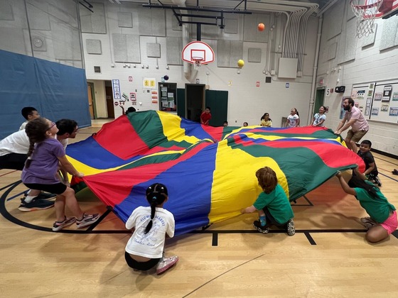 Field day indoor parachute fun