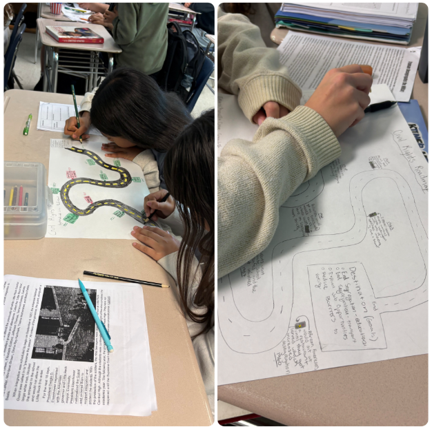 Seventh-grade students collaborated on Civil Rights Movement projects