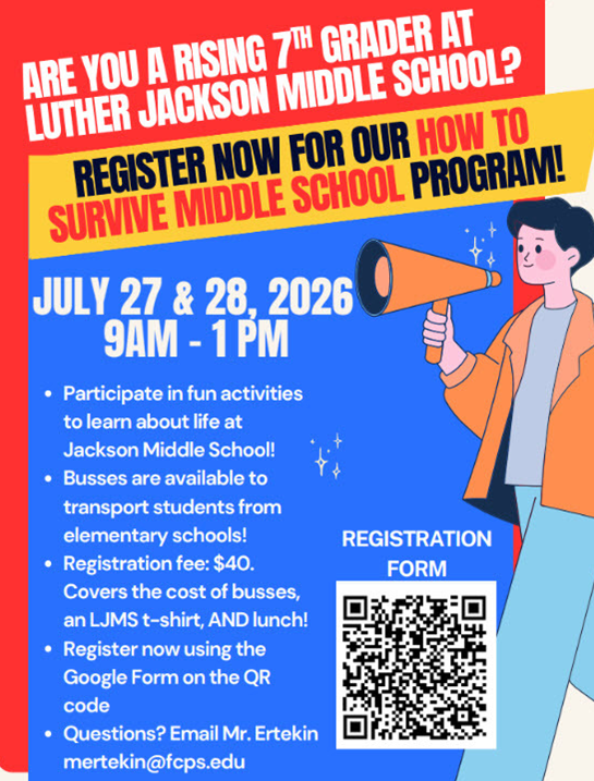 flyer for luther jackson MS summer camp for rising 7th grade