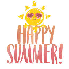 picture of a sun with the text reading "Happy summer"