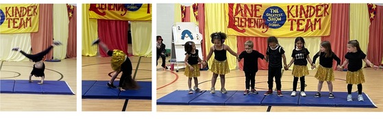 Students dressed as acrobats performing in the Kindergarten Circus