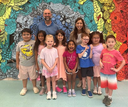 First Graders with Principal and AP