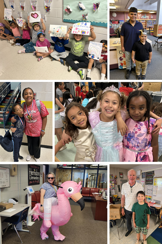 Collage of 6 photos of teachers and students
