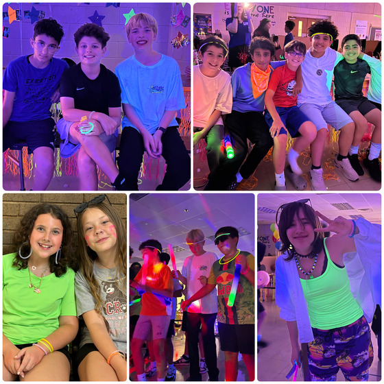 Five panel collage featuring 6th graders celebrating their promotion to middle school.