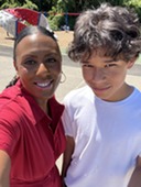 Principal Peterson with student