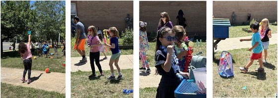 2nd grade students playing yard games and enjoying summer treats at their picnic