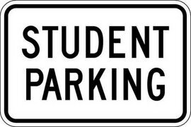 student parking sign