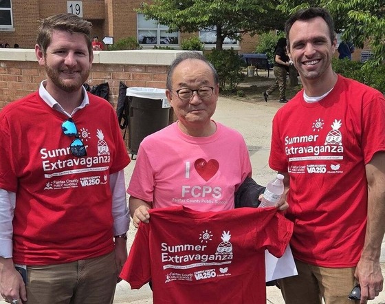 Kyle McDaniel, Tom Dannan, and Ilryong Moon at FCPS Summer Extravaganza