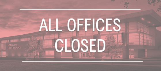 The words office closed in front of the Herndon High School main entrance. 