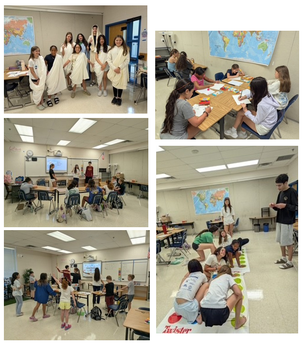 A collage of students in a classroom