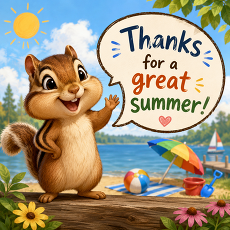 Summer Quest Thank you image with chipmunk