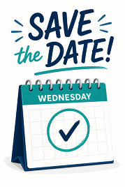 Image with a calendar that says save the date