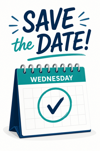 Image with a calendar that says save the date