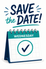 Image with a calendar that says save the date