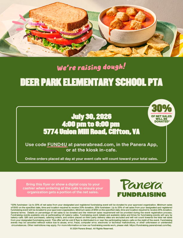 Spirit flyer for Panera bread on July 30th green background with food images