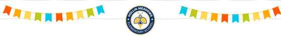 Colorful banner with the Hollin Meadows school logo