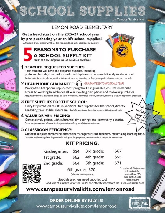 LRES School Supply Flyer