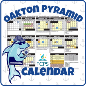 Oakton Pyramid Caledar with our Mascot- Flipper the dolphin