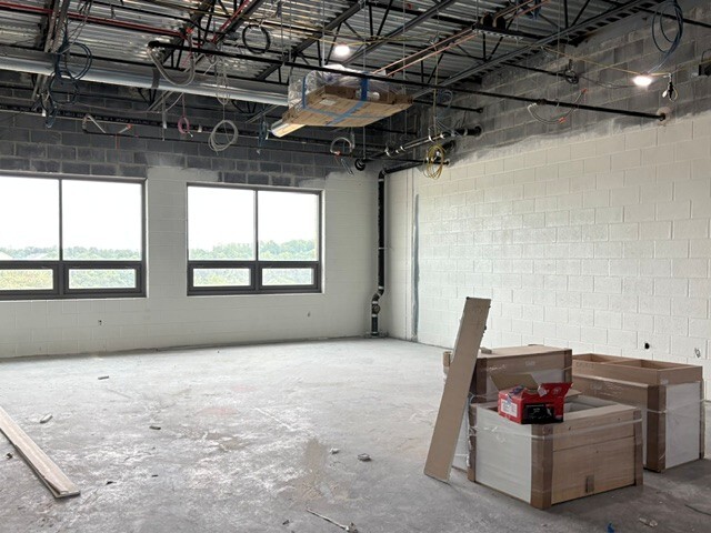 Renovation photo from the inside of a classroom