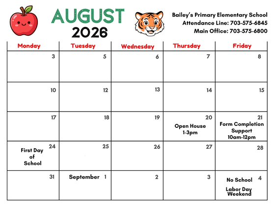 Updated August Calendar