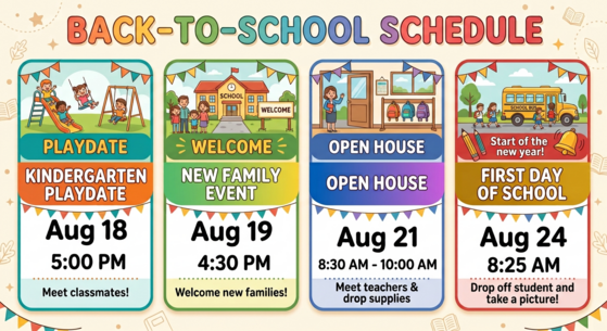 Schedule of back to School Events
