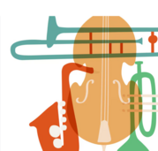 Clipart image of several different musical instruments