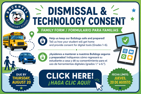 Bucknell Dismissal & Technology Consent Family Form — due Thursday, August 20.